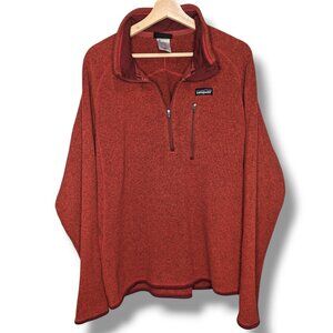 Patagonia Men's Rust Red Better Sweater 1/4 Quarter Zip Size XL Popover Jacket